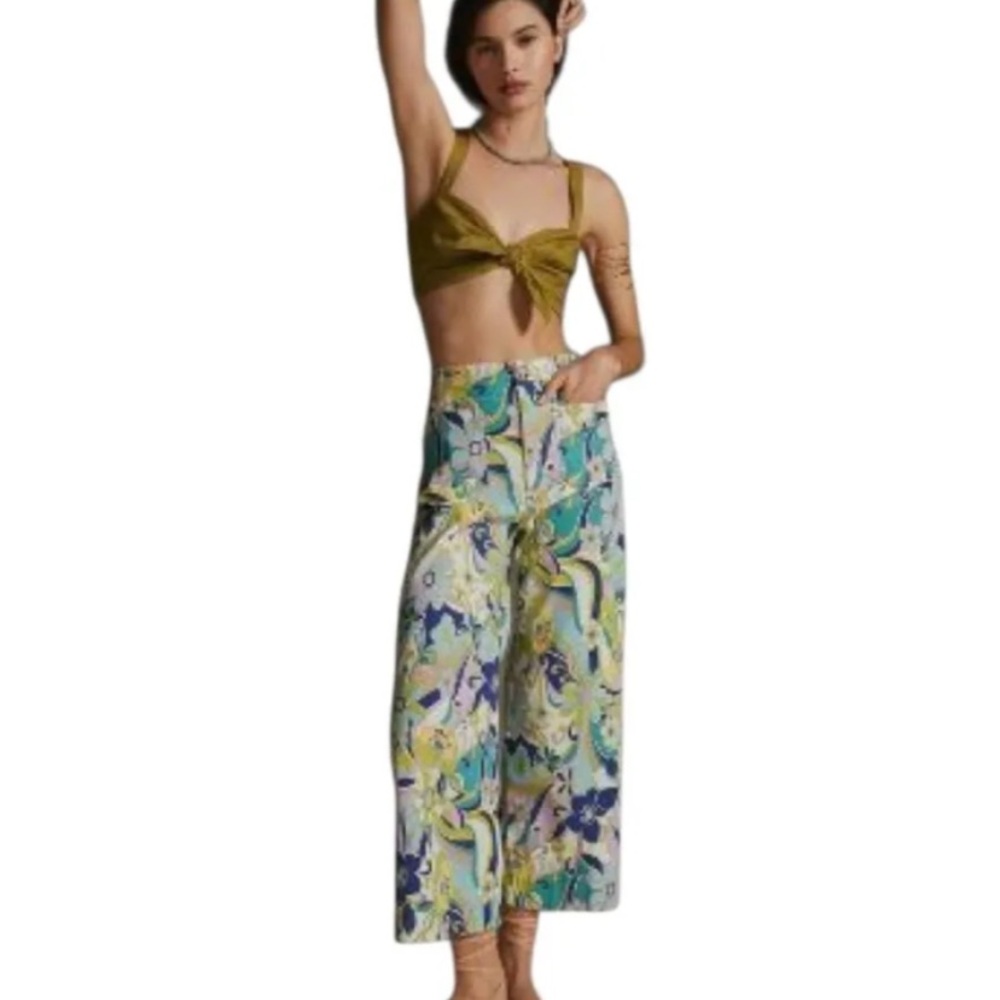 Maeve  Wide-Leg Crop Pants in Pastel Mix sz 28 (8)